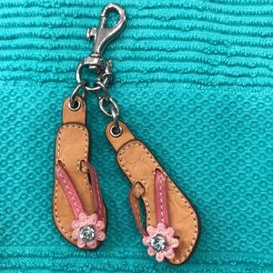Coach Summer Flip Flop Leather Key FOB